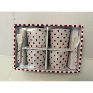 Crofton Porcelain Fruit Bowls-Dessert, Spoons Set lce Cream Cups Classic Style